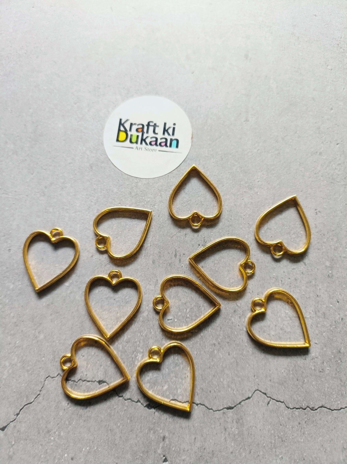 Small heart bezel pendant set, gold-tone, 10-pack