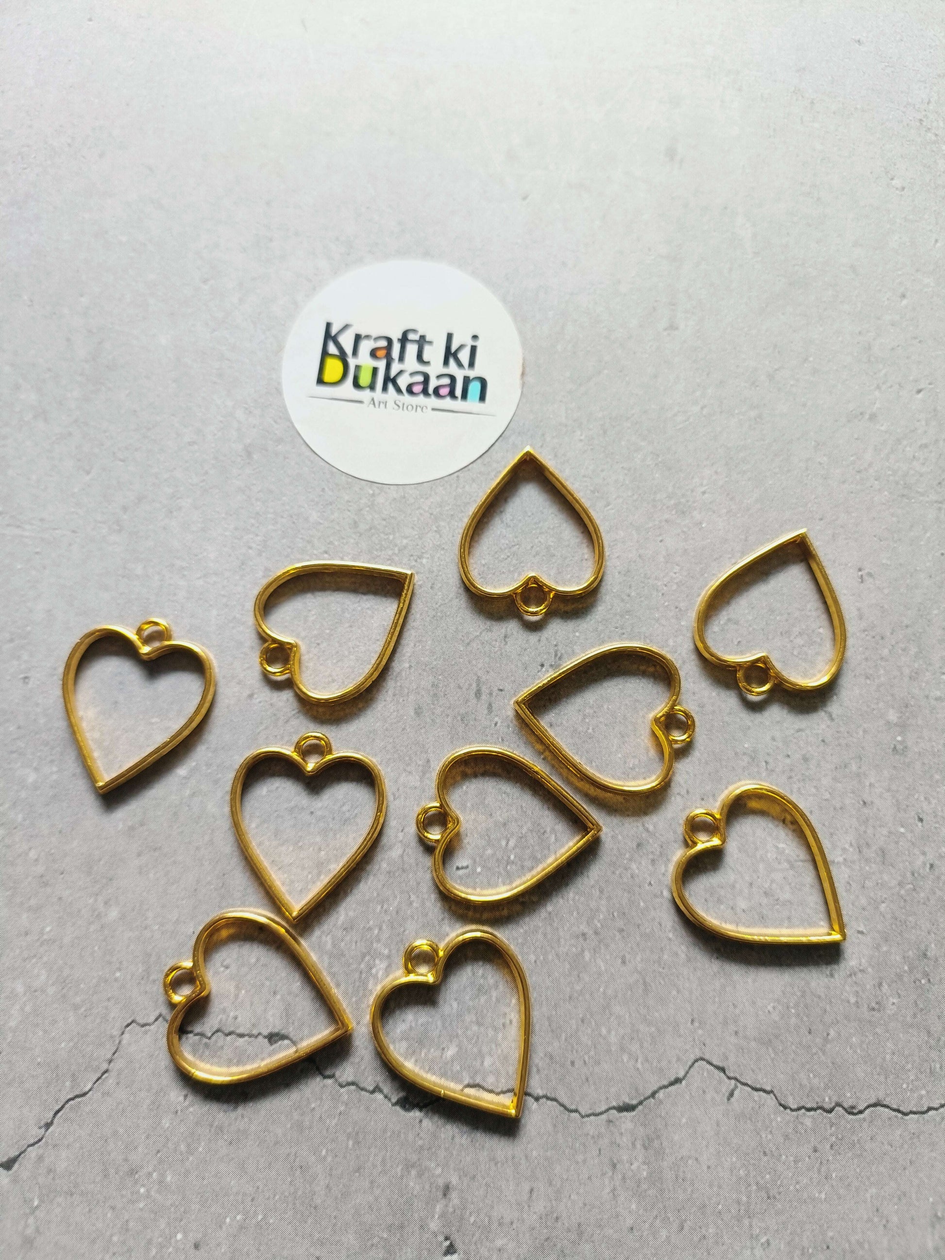 Small heart bezel pendant set, gold-tone, 10-pack