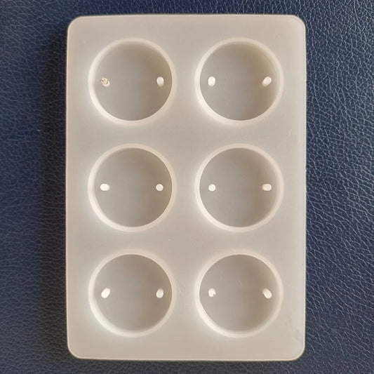 Six-cavity round rakhi mould, square tray with six circular wells
