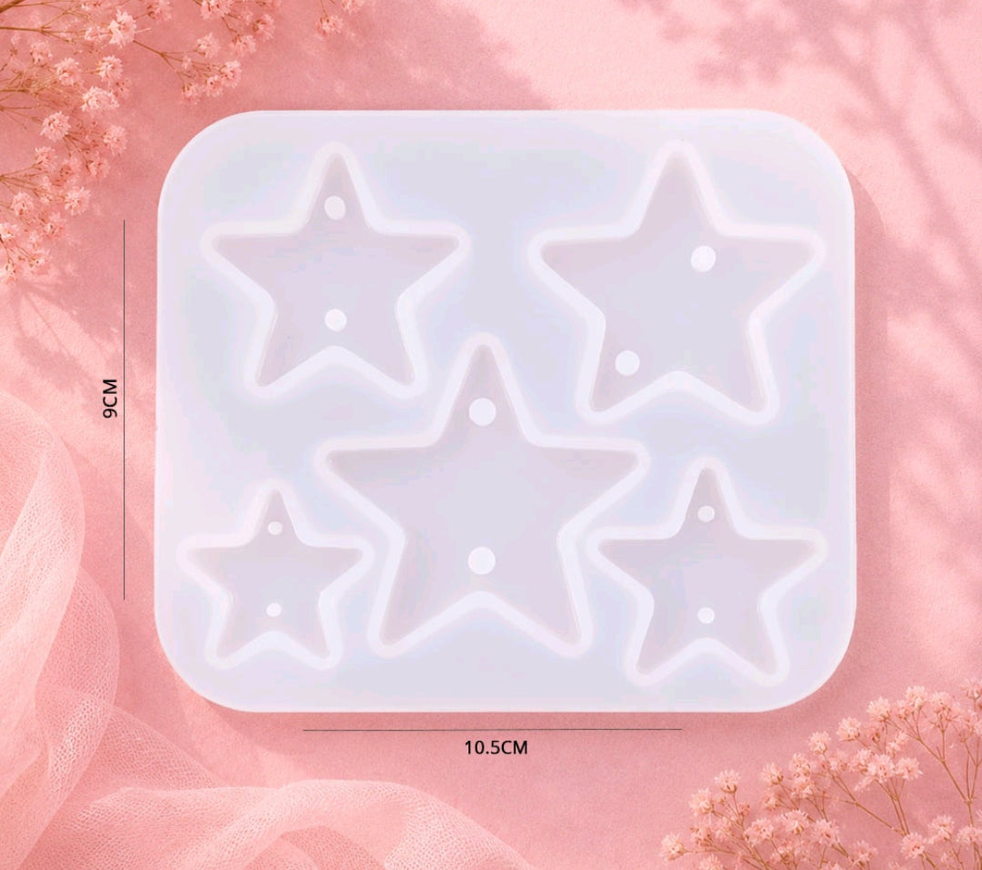 Square white silicone mould with five star cavities for rakhi