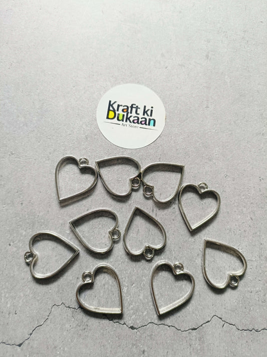 Small heart bezel pendant set, silver-tone, 10-pack