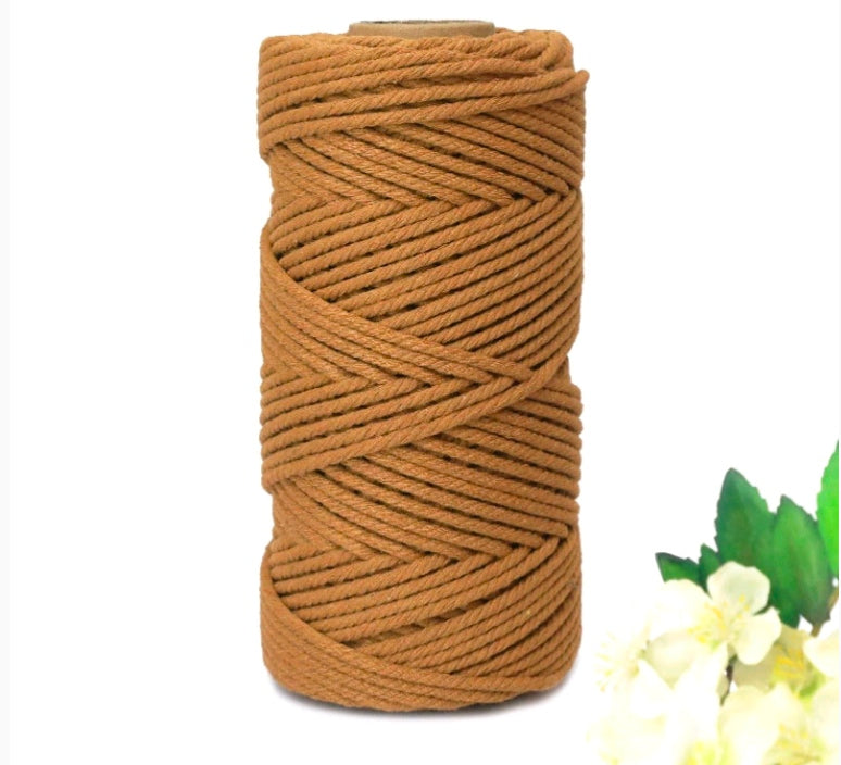 Macrame cotton thread spool, brown 3mm, 100m