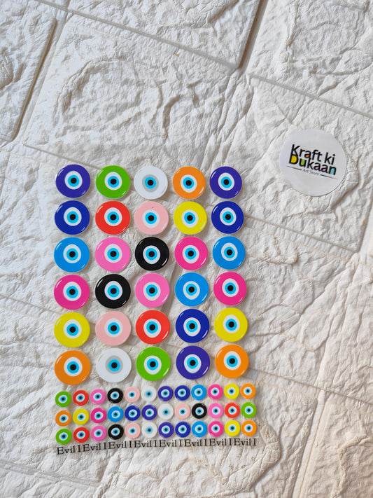 UV DTF peel-off sticker sheet with colorful circular eye-style designs
