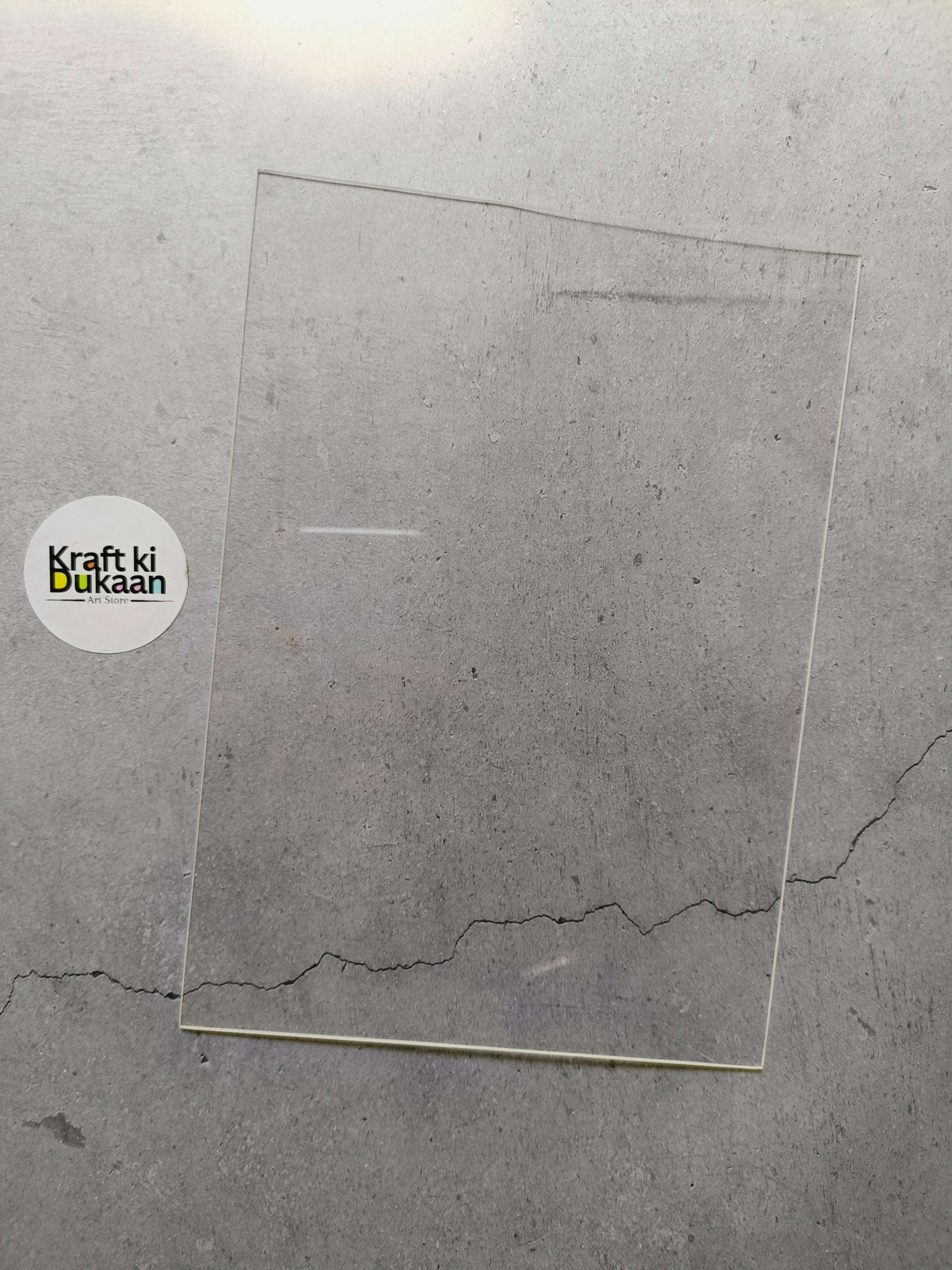 Clear A5 acrylic sheet with smooth edges and transparent surface