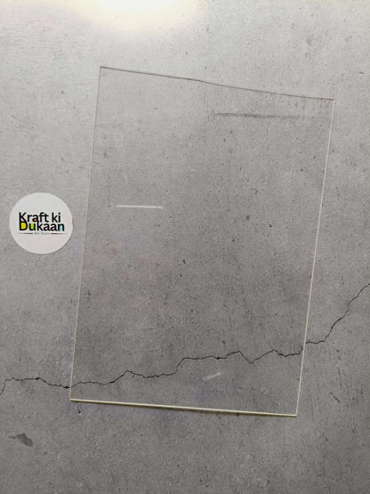 Clear A5 acrylic sheet with smooth edges and transparent surface