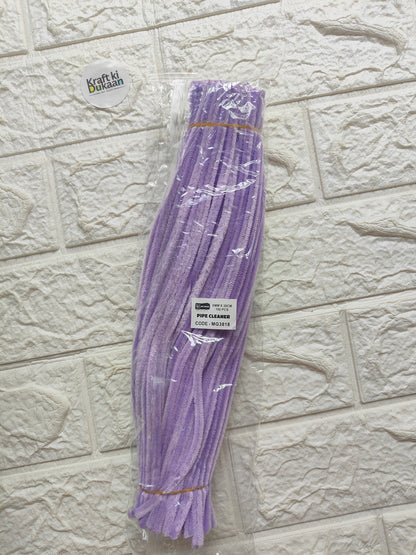 Purple pipe cleaners in clear pack, bundle of twisty chenille craft sticks