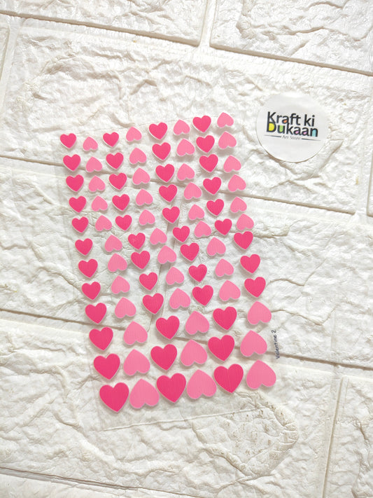UV DTF peel-off sticker sheet with pink heart stickers
