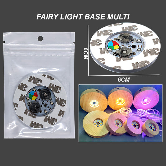 6 cm round fairy light base set in clear plastic bag, multi-color RGB LED puck