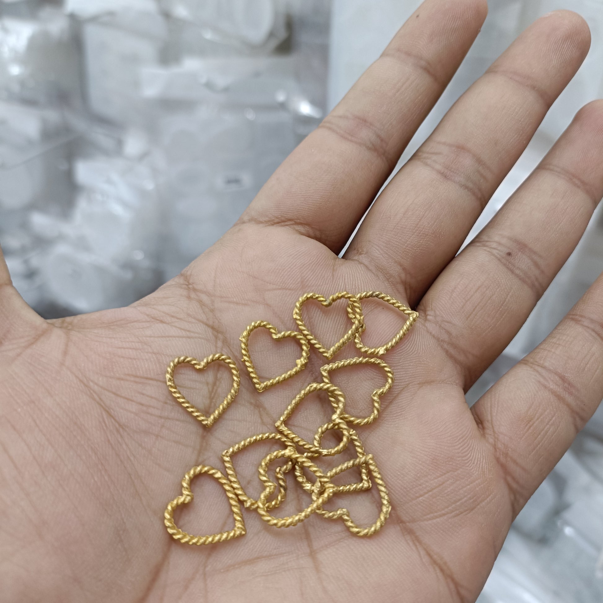 Gold heart bezel findings, small heart shape, pack of 10