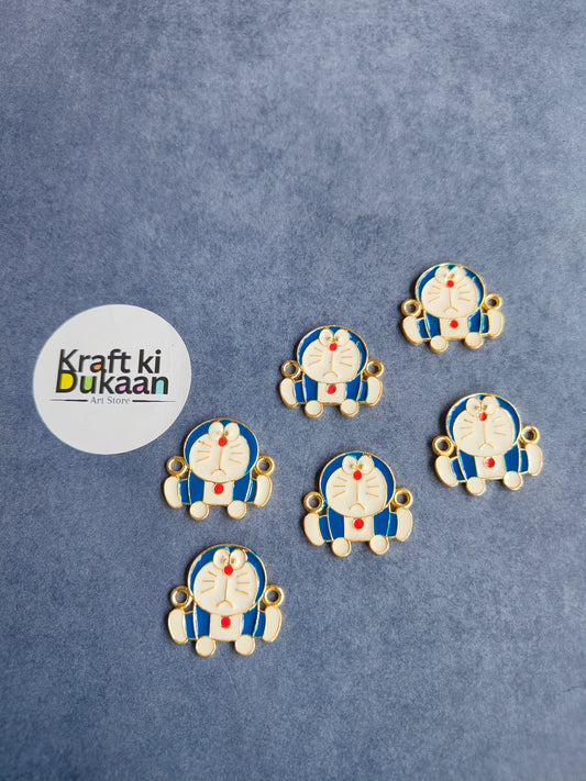 Set of 6 elephant rakhi bracelet pendants with blue bead detailing and gold-tone loops