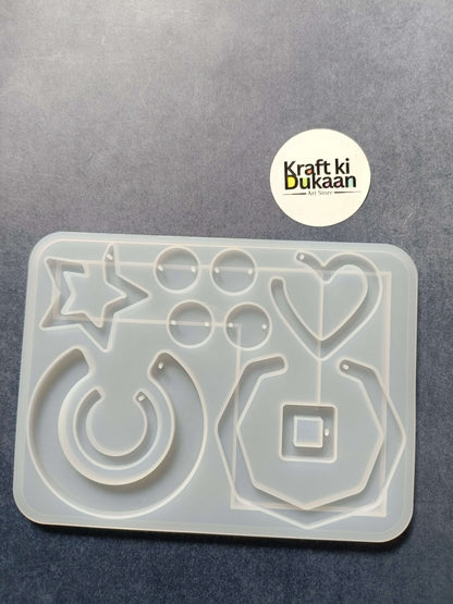 10-cavity jewelry mould with star, heart, circle and square cavities