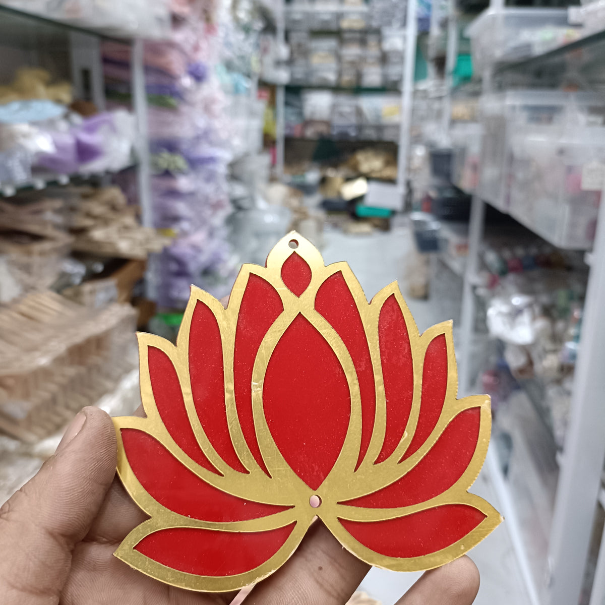Red acrylic lotus flower cutout, 4 in, pack of 2