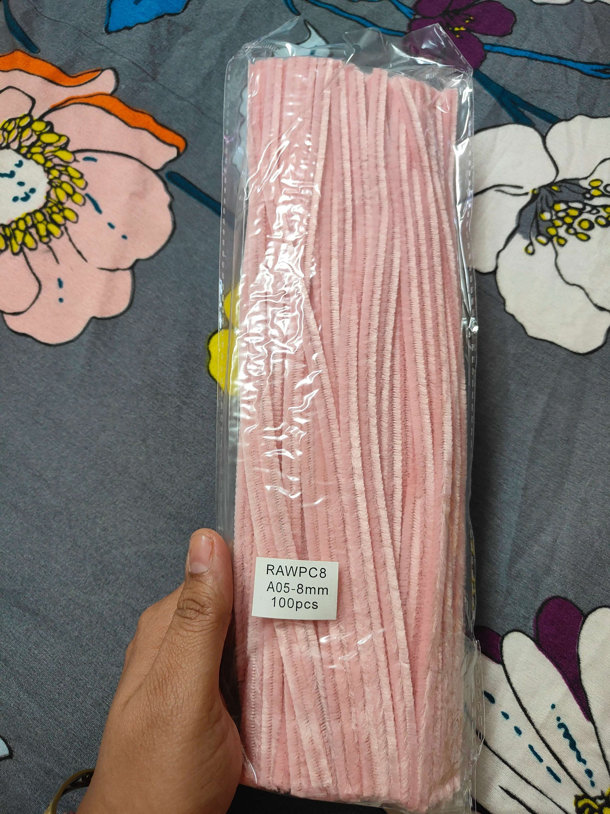 Pipe cleaners 8mm, light pink plain set (100)