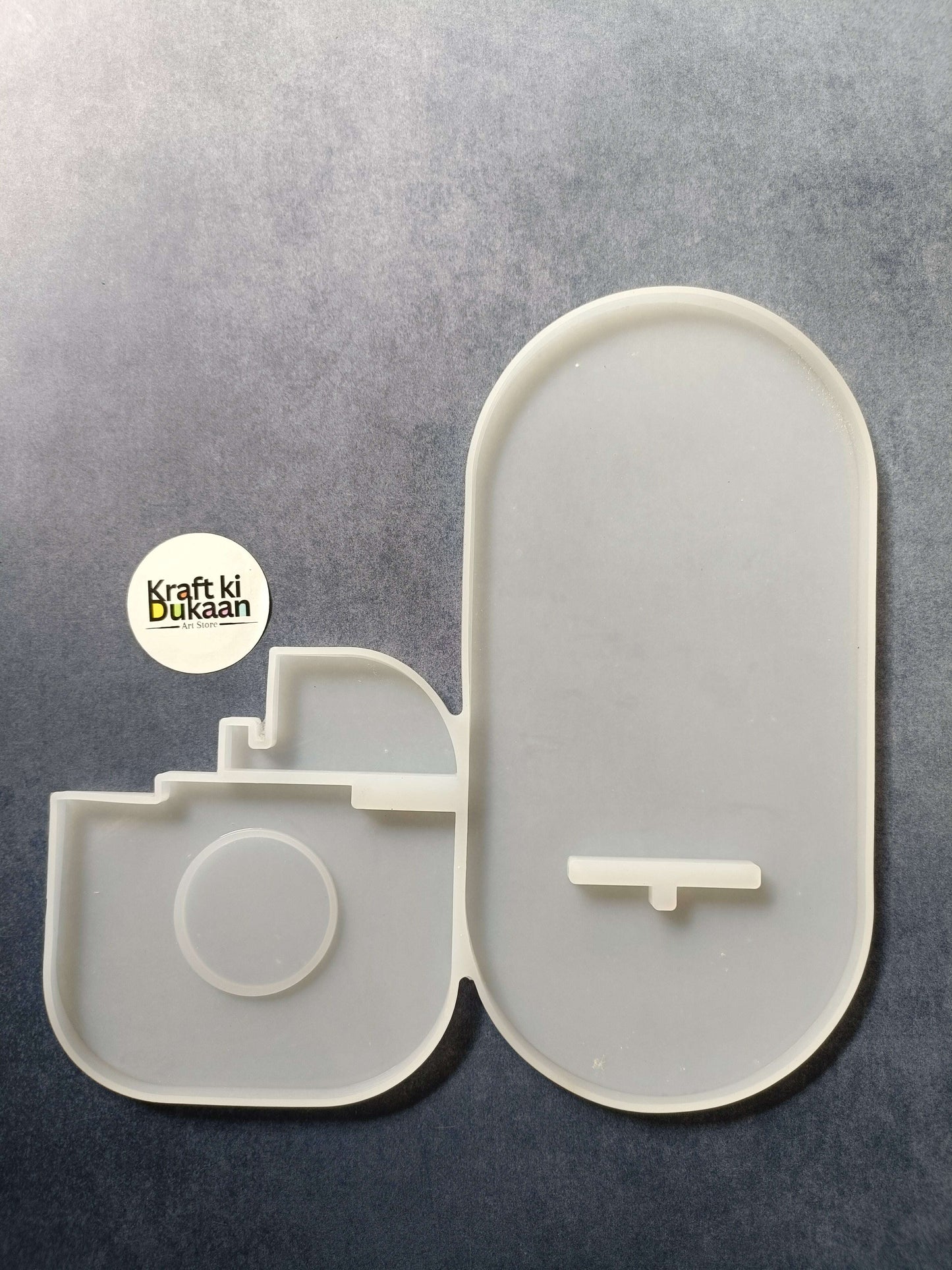 Hanging tea light mould, white plastic or silicone holder with curved top and hook