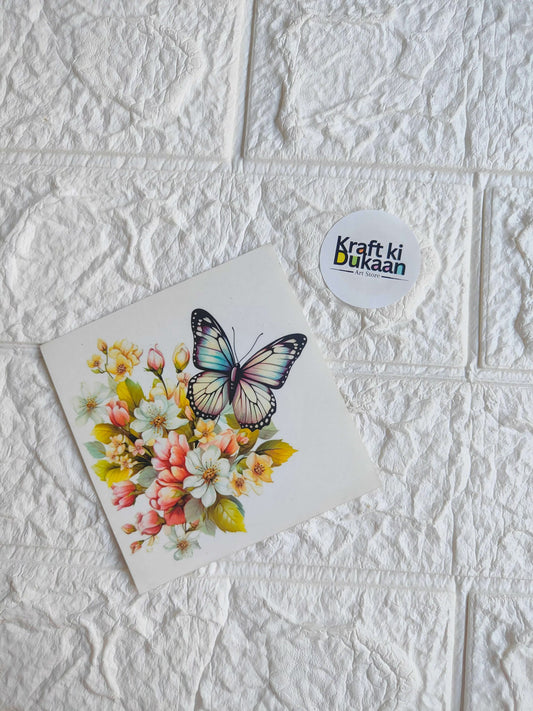 Mini colour sticker sheet with butterfly and colorful floral designs
