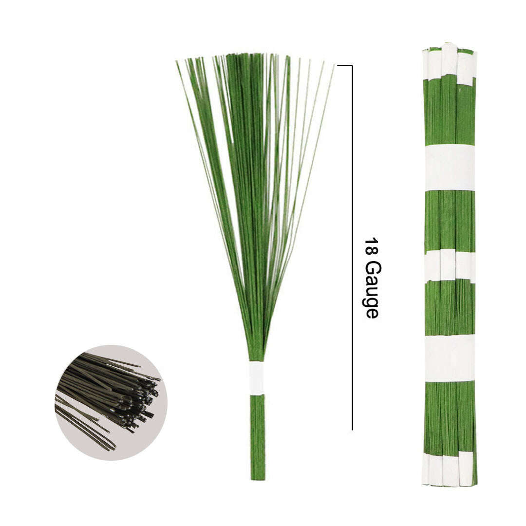 Green floral wire stick bundle, 18-gauge, bundle of 100, 12 in length