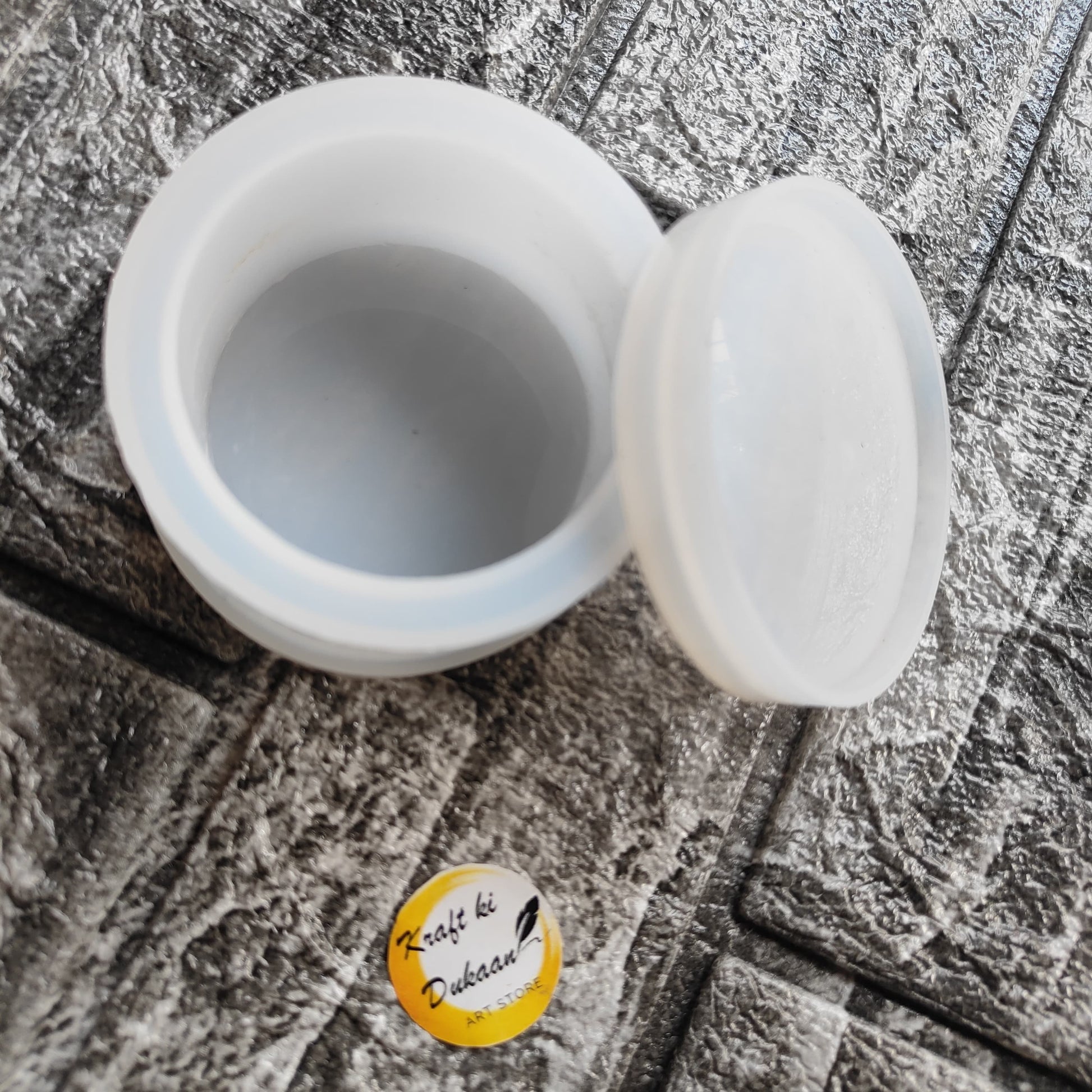 Round storage box mold by Kraft ki Dukaan for creating versatile and durable silicone containers
