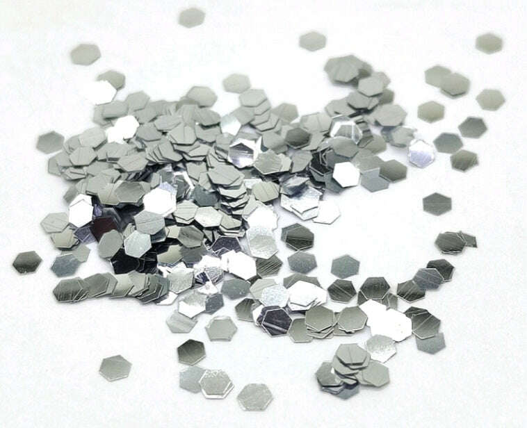 Glitter Shapes Sequins loose, silver hexagon glitter pieces