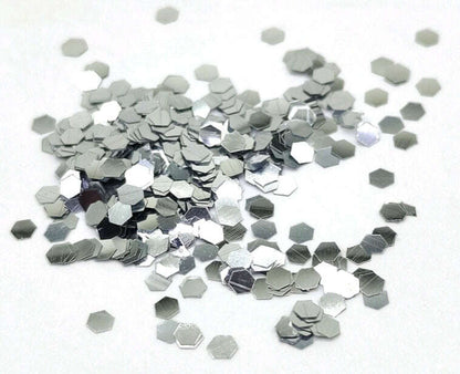 Glitter Shapes Sequins loose, silver hexagon glitter pieces