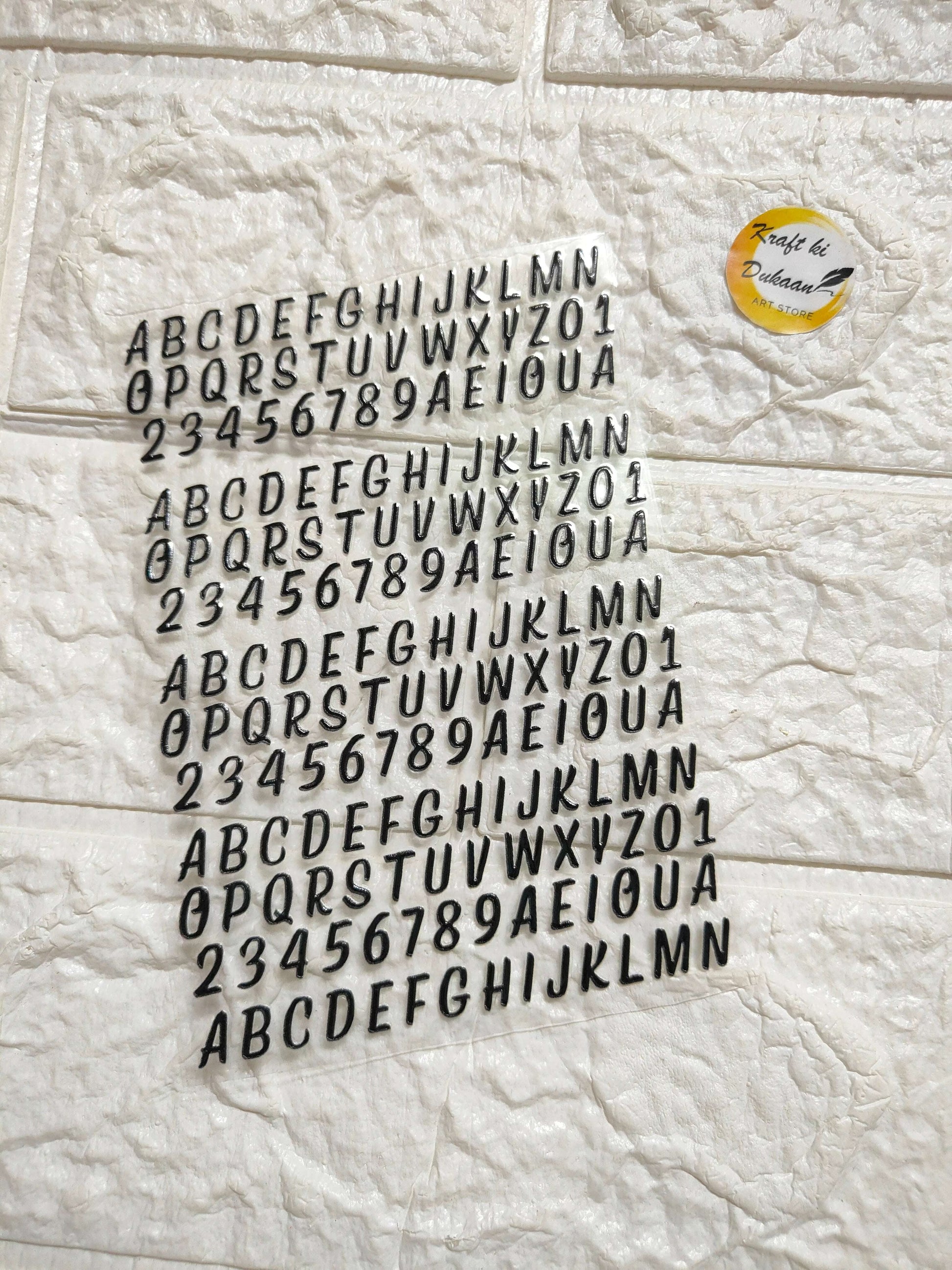 UV DTF peel-off sticker sheet with uppercase letters and digits, J22