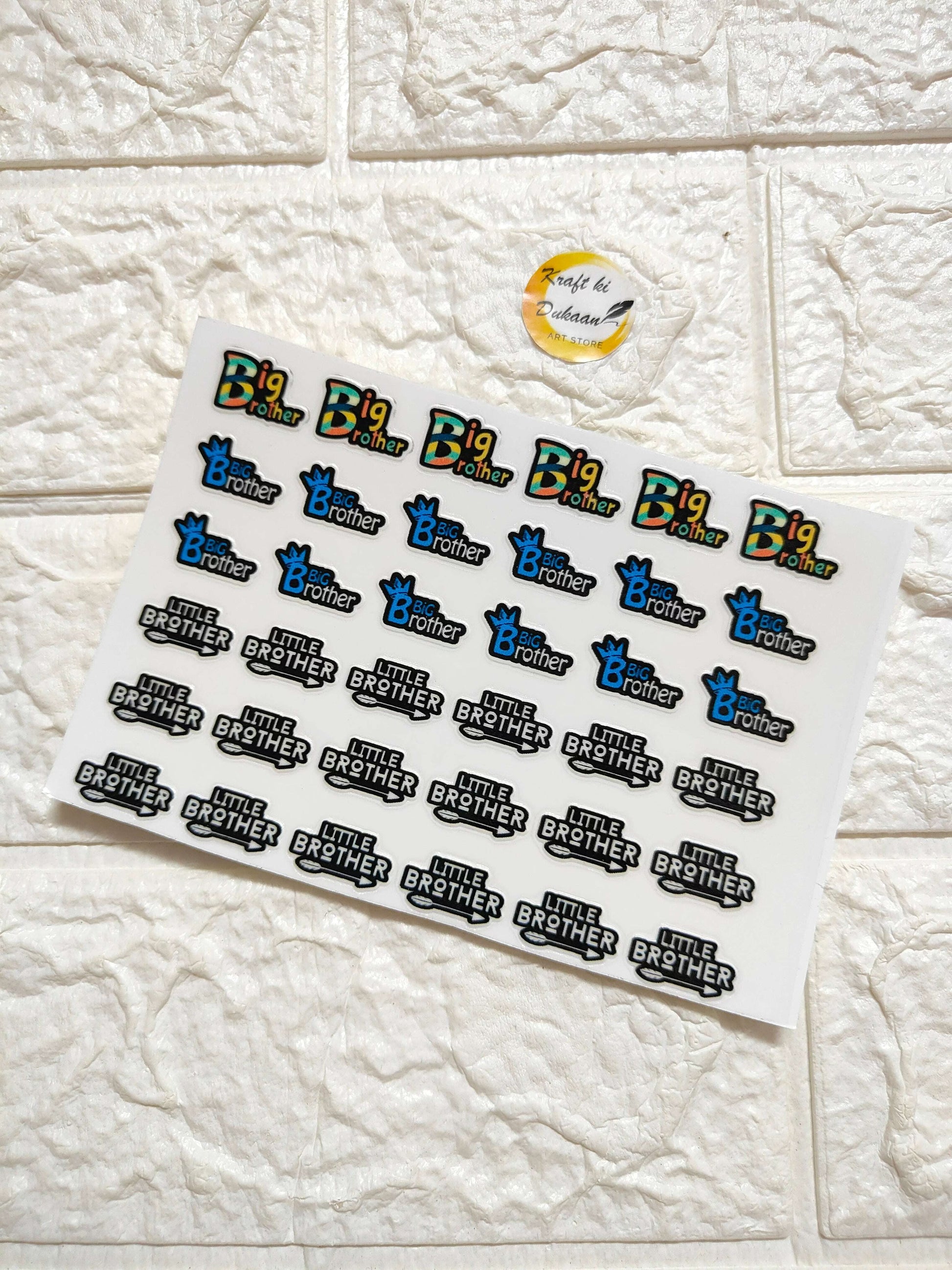 UV DTF peel-off sticker sheet J62, multiple Little Brother and Big Brother logos