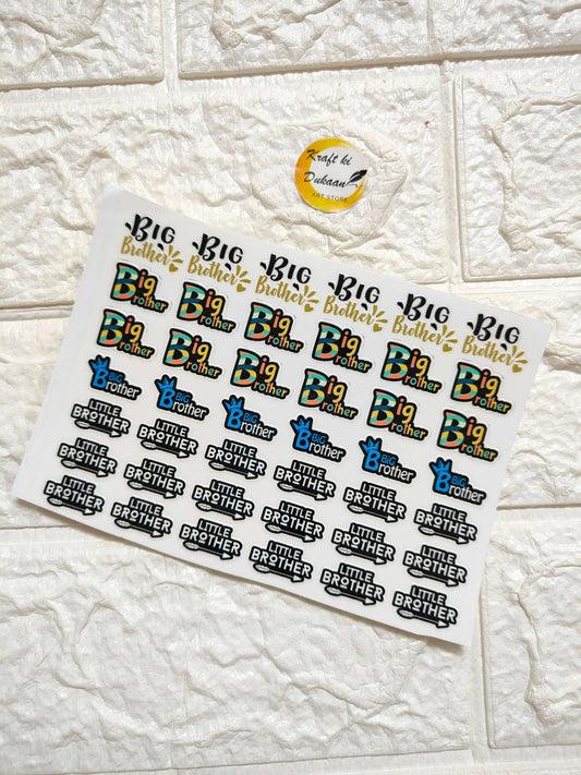 UV DTF peel-off sticker sheet with repeated “Big Brother” text decals