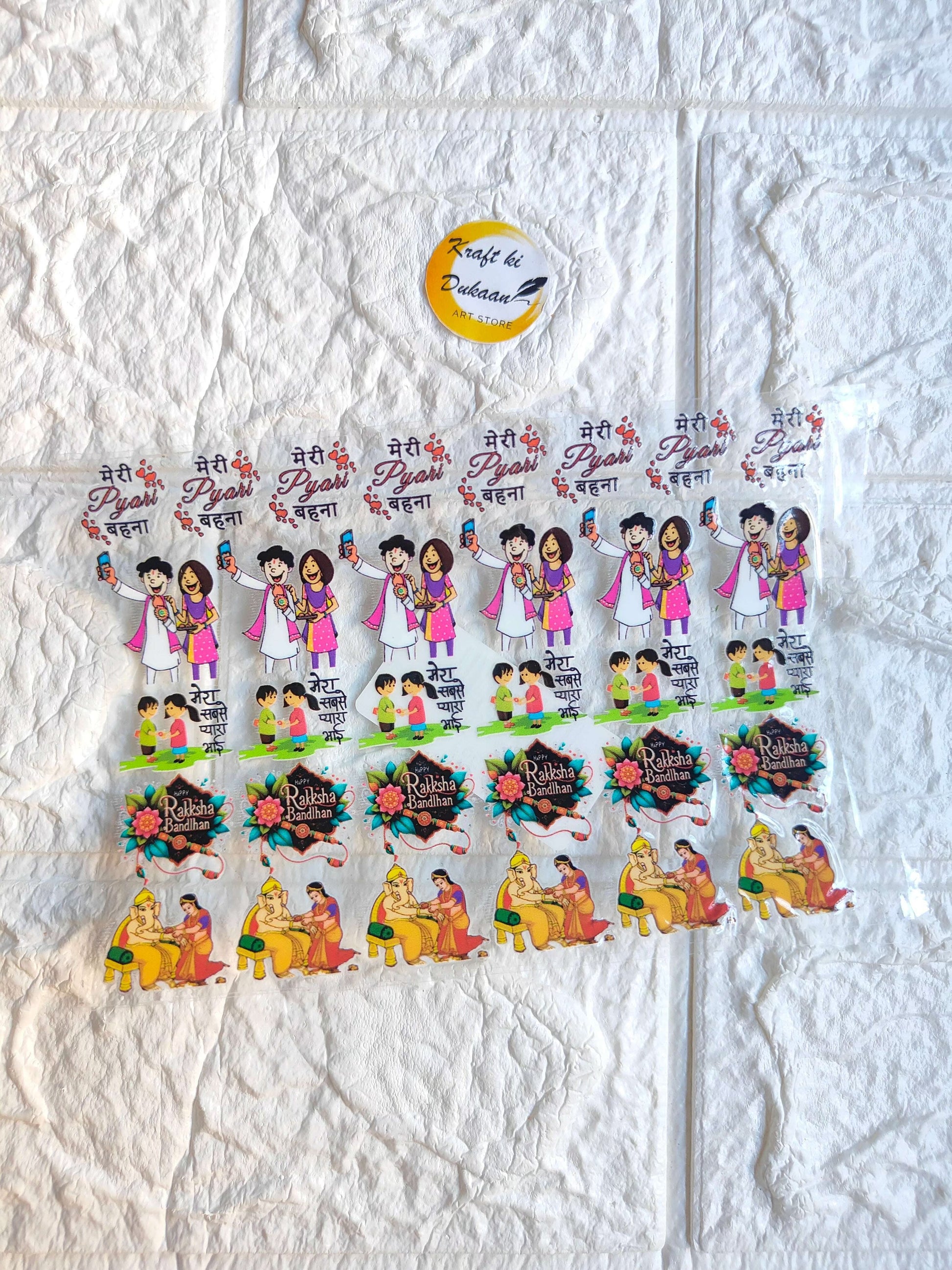UV DTF peel-off sticker sheet with colorful cartoon girls and Hindi text, J50