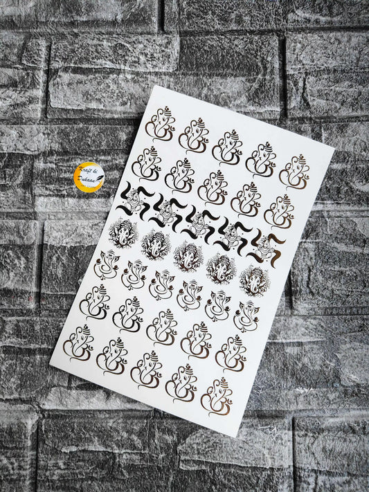 A5 gold embossed sticker sheet with ornate swirl and floral motifs