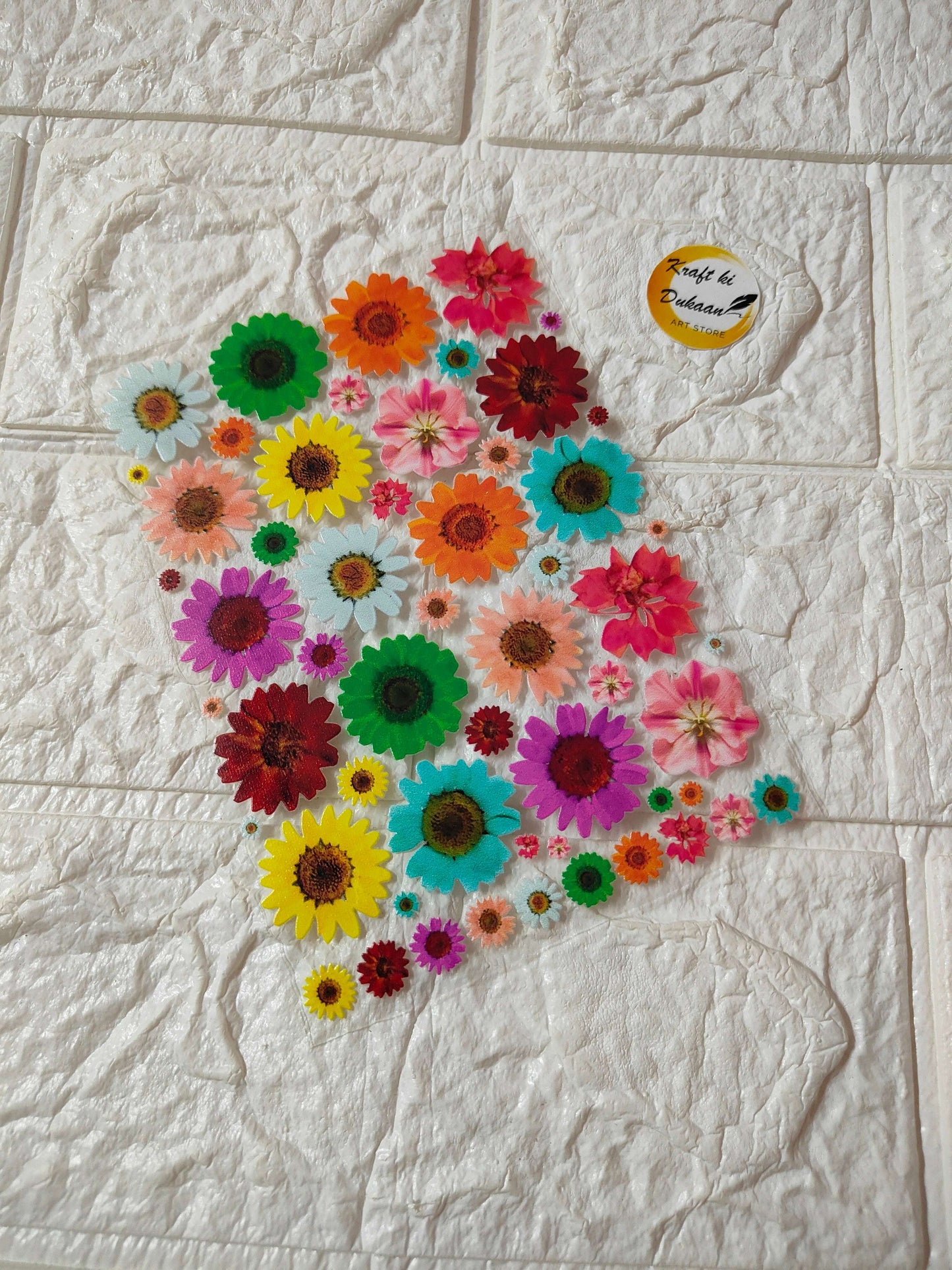 UV DTF peel-off sticker sheet J15 with colorful floral daisy rosette designs