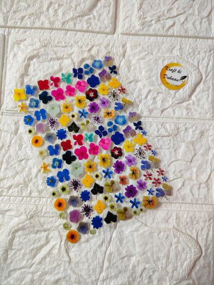 Flower peel-off sticker sheet with multicolor tiny blossom shapes