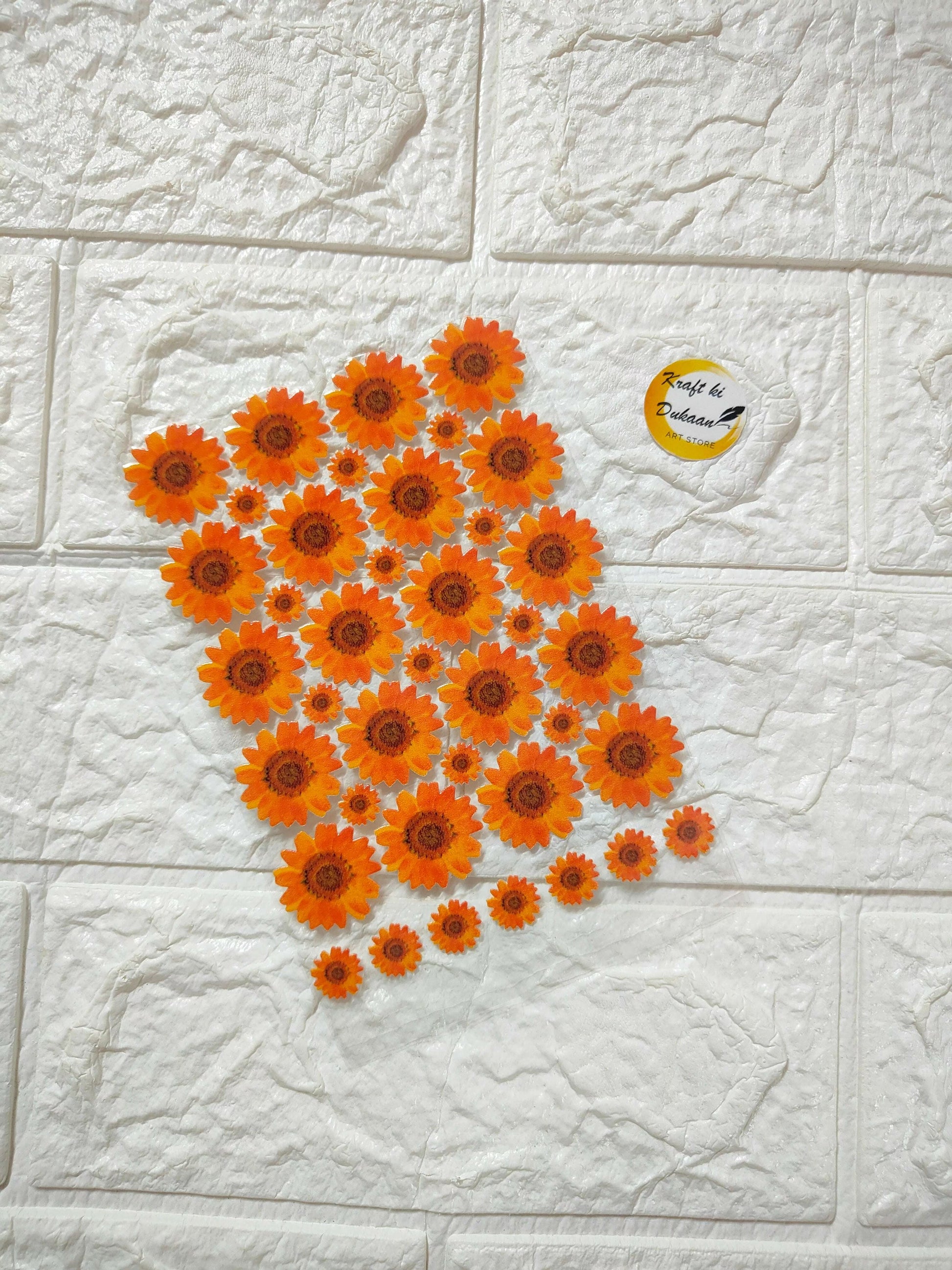 UV DTF peel-off sheet J4: orange flower decals