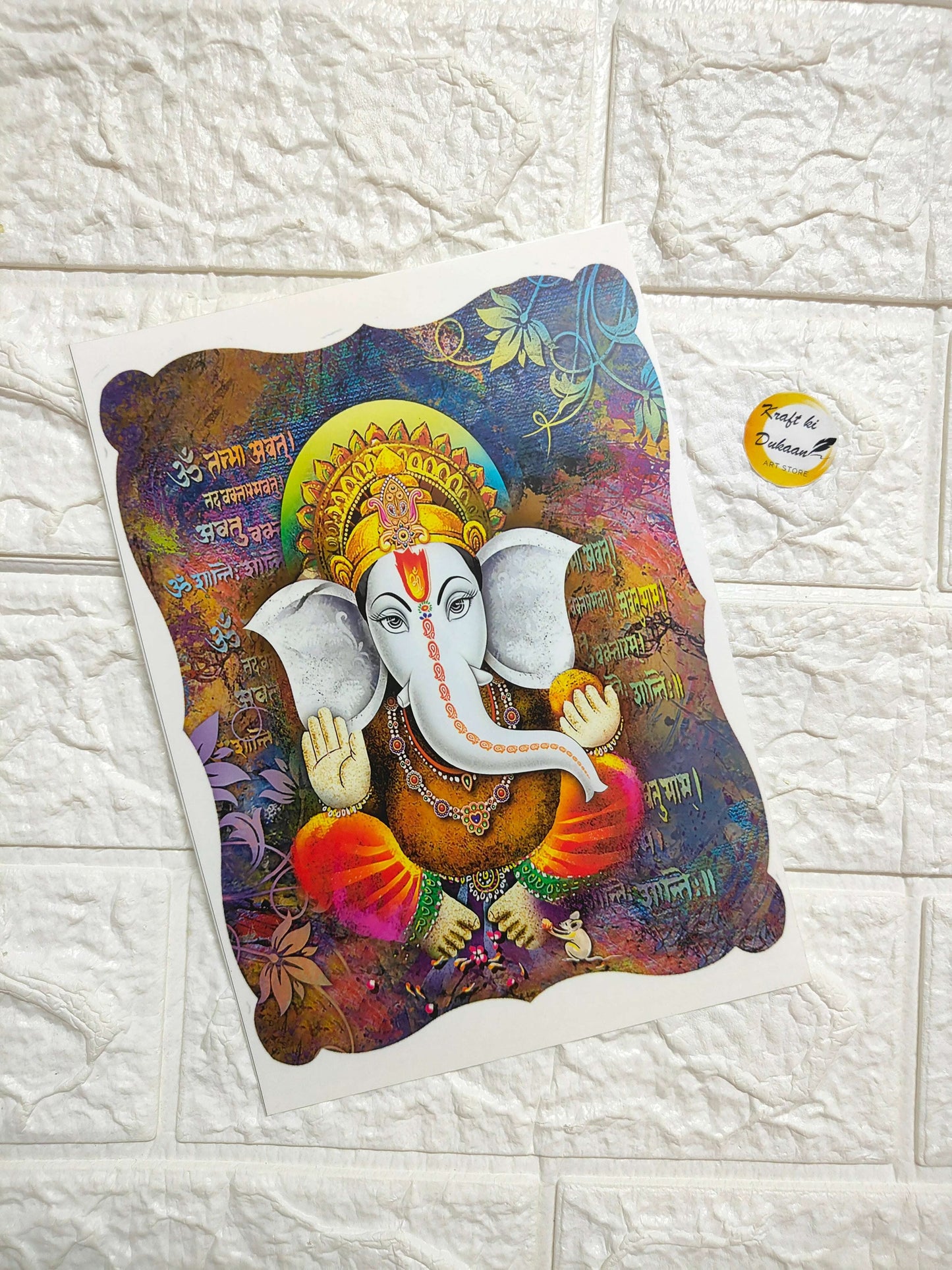 A5 colorful sticker sheet with vibrant Ganesha design in a square cutout