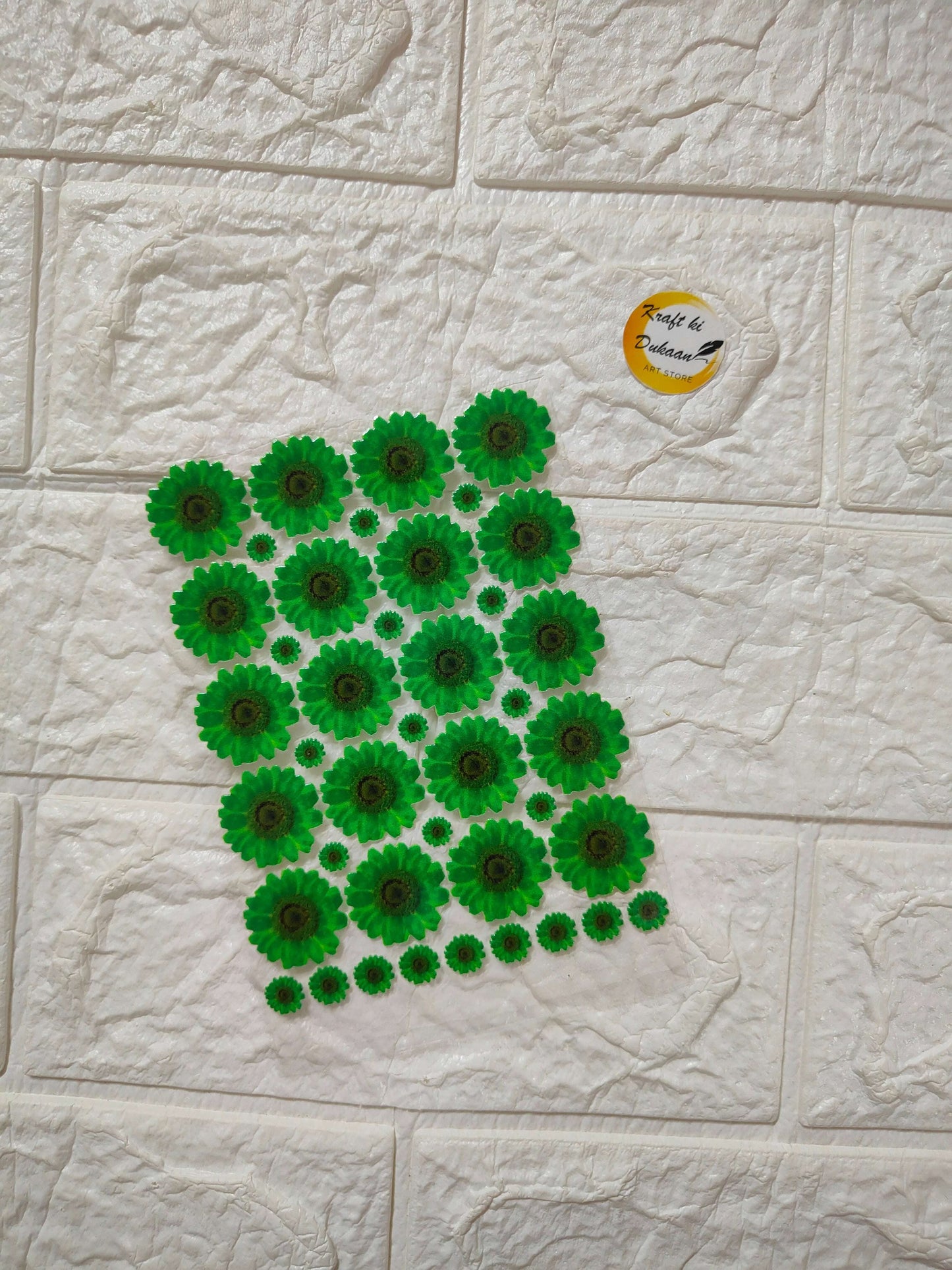 UV DTF Peel off sticker sheet J3 with green floral rosette circle stickers