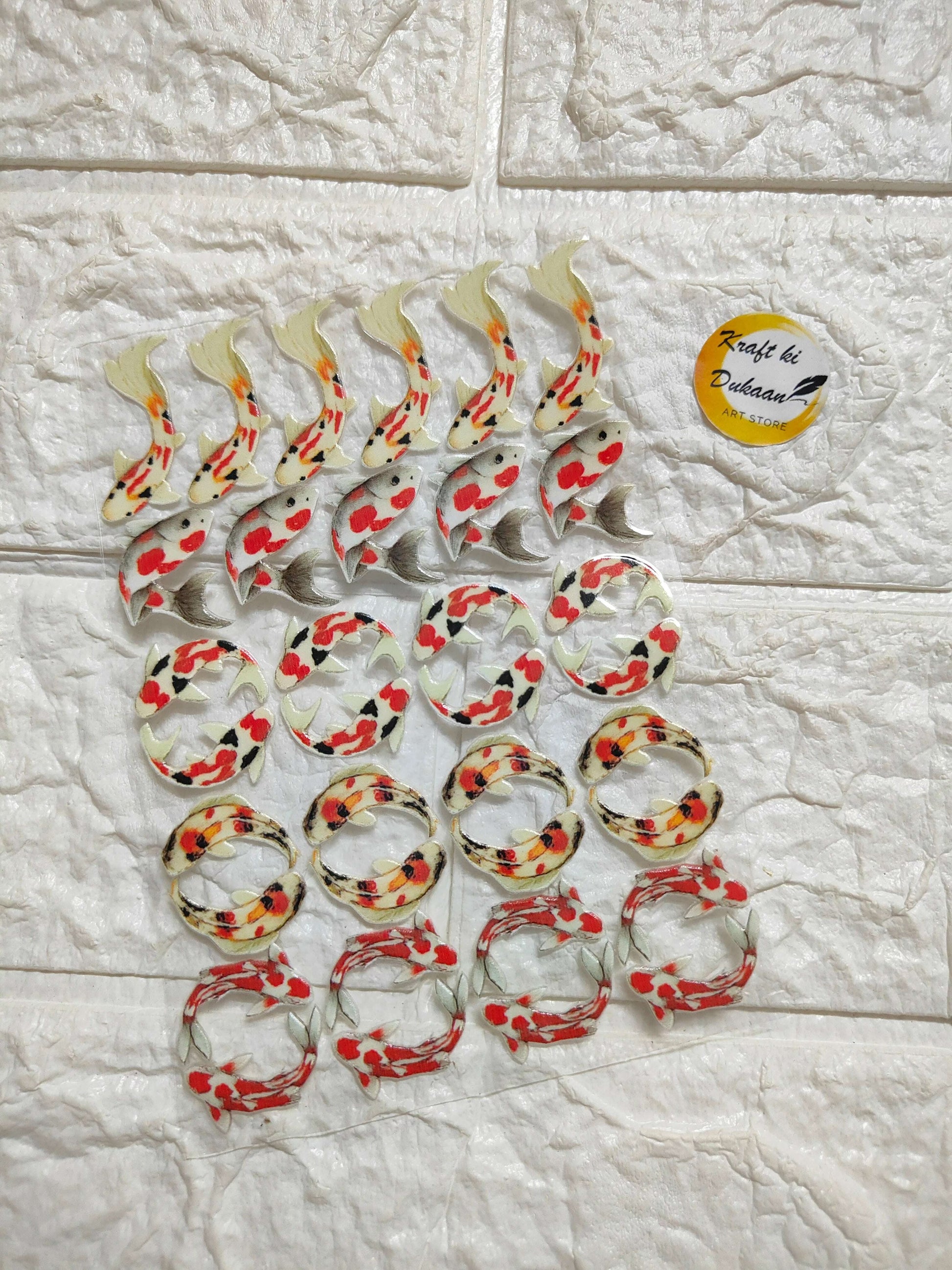 UV DTF Peel-off sticker sheet J29 with red-and-yellow circular designs