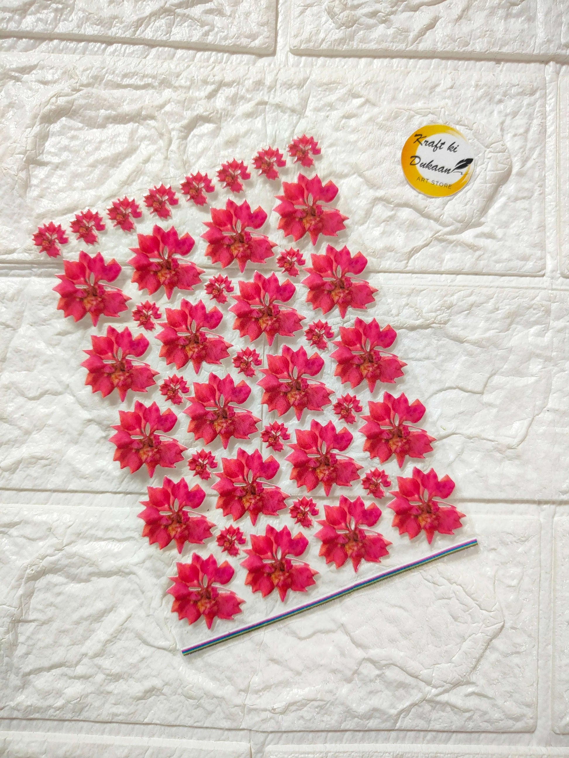 UV DTF peel-off sticker sheet J13: pink floral flower decals, multiple
