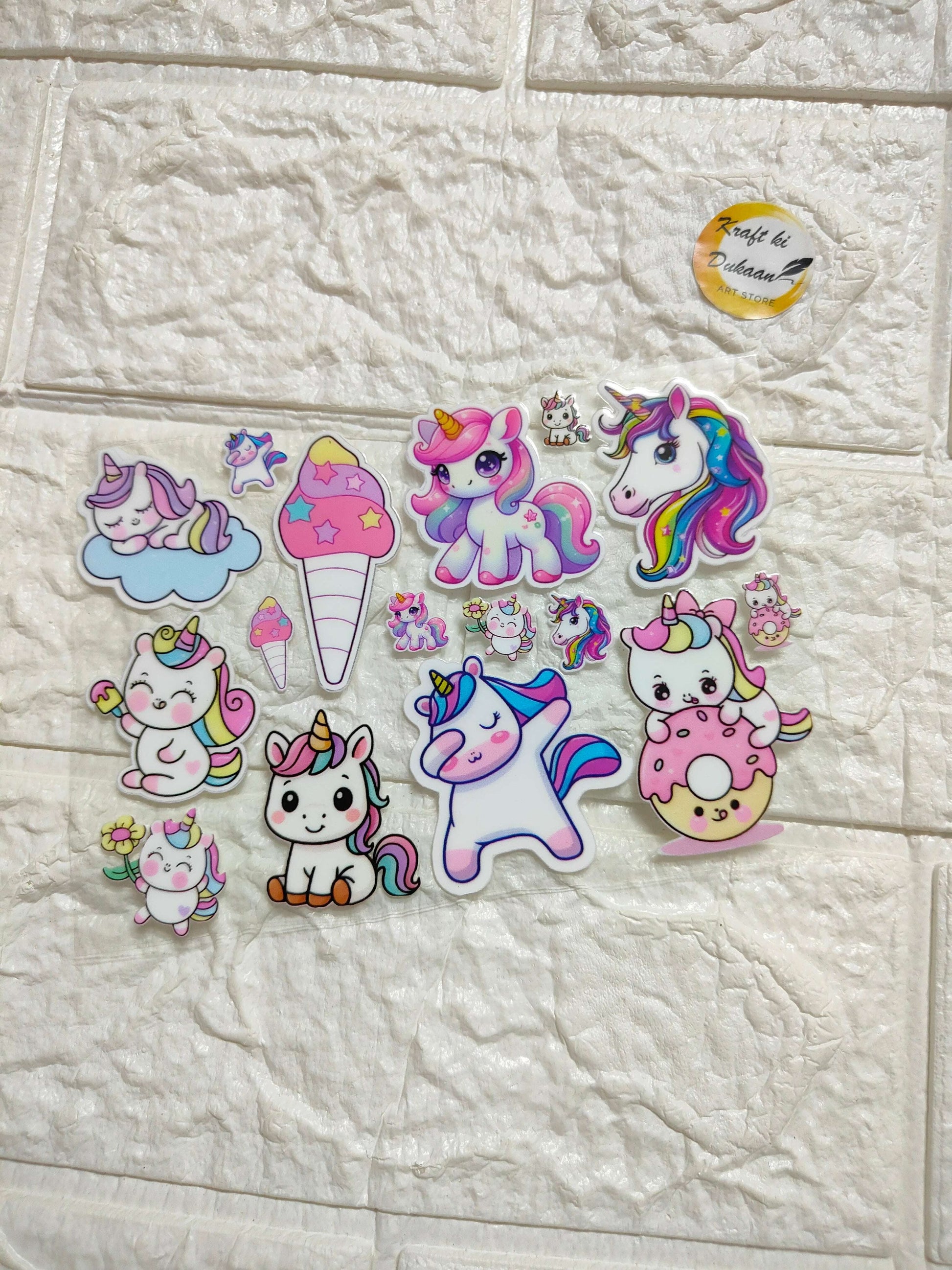 UV DTF peel-off sticker sheet J33, colorful unicorn designs