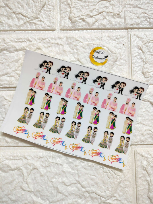 UV DTF J63 peel-off sticker sheet with pastel cartoon characters