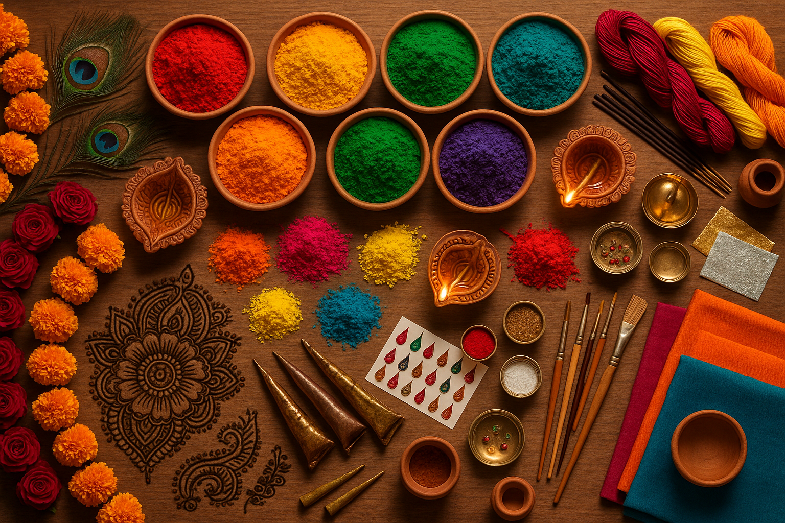 showcasing difference indian festival art materials