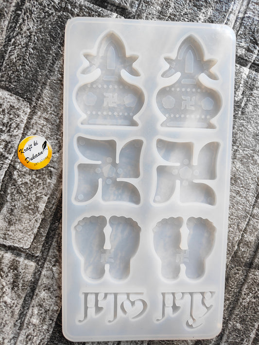 Kraft ki Dukaan Shubh Labh resin mold with traditional Indian symbols for crafting