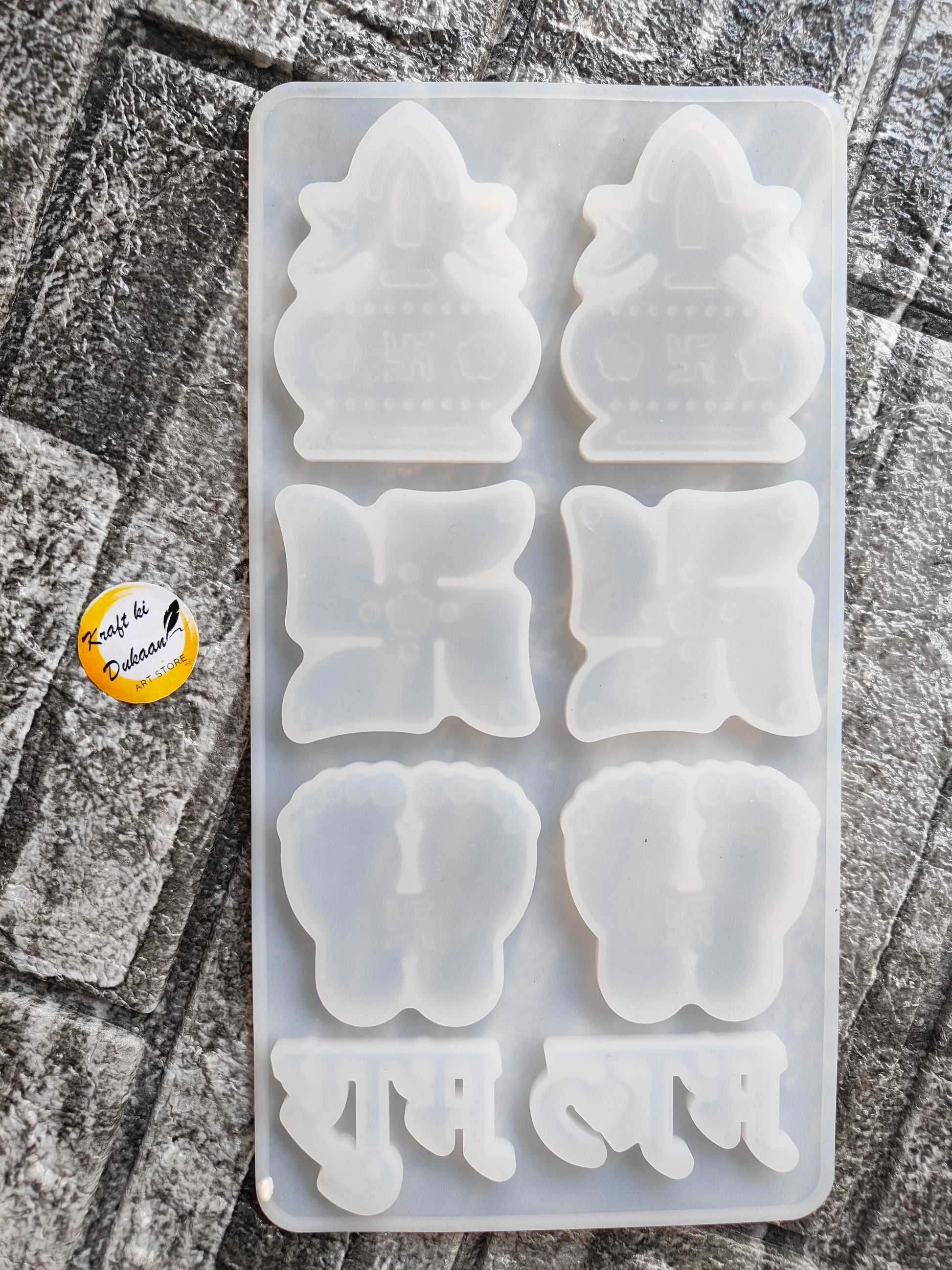 Shubh Labh resin mold by Kraft ki Dukaan with detailed religious and decorative designs