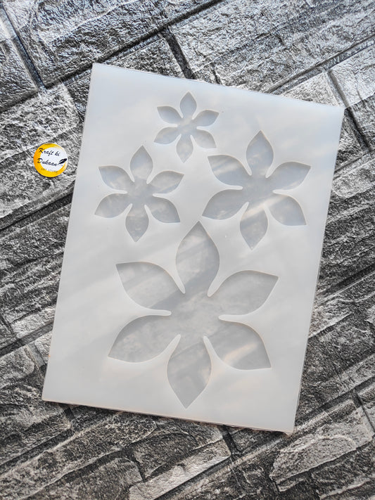 Silicone 4 cavity flower mold with four distinct flower shapes for baking and crafting projects