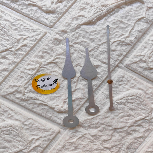 Silver clock hands replacement kit featuring three distinct styles for various clock designs
