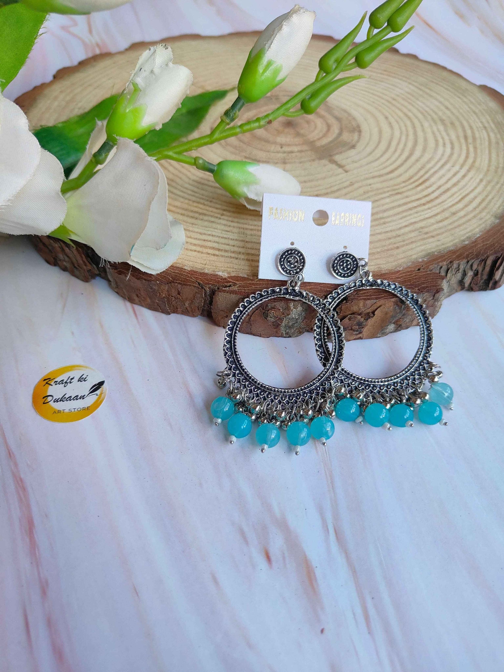 Silver Jhumka with Beads A44