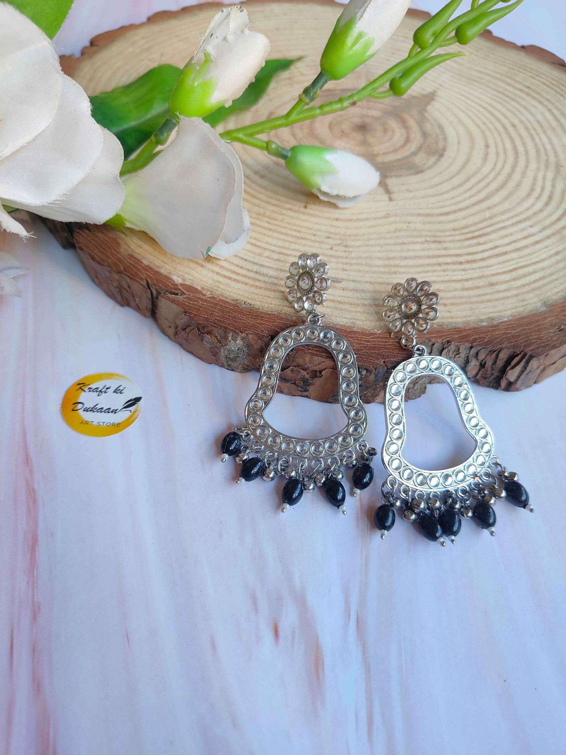 Silver Jhumka with Beads C5