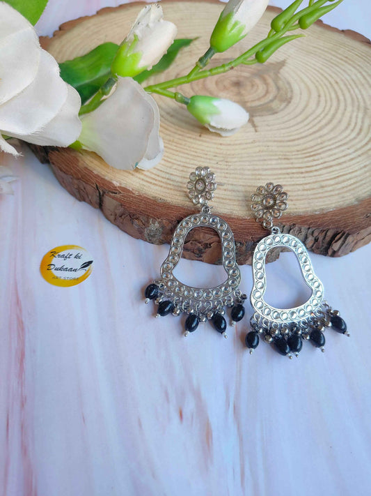 Silver Jhumka with Beads C5
