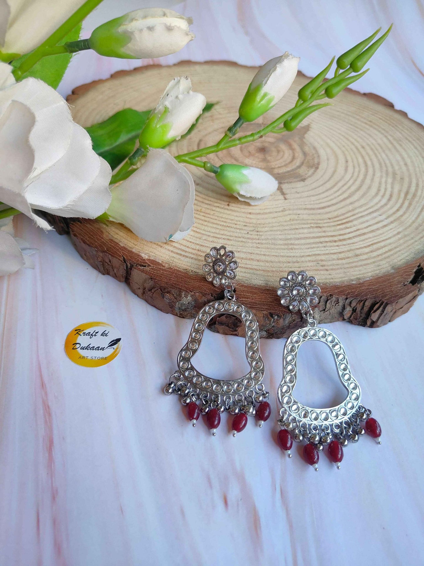 Silver Jhumka with Beads C1