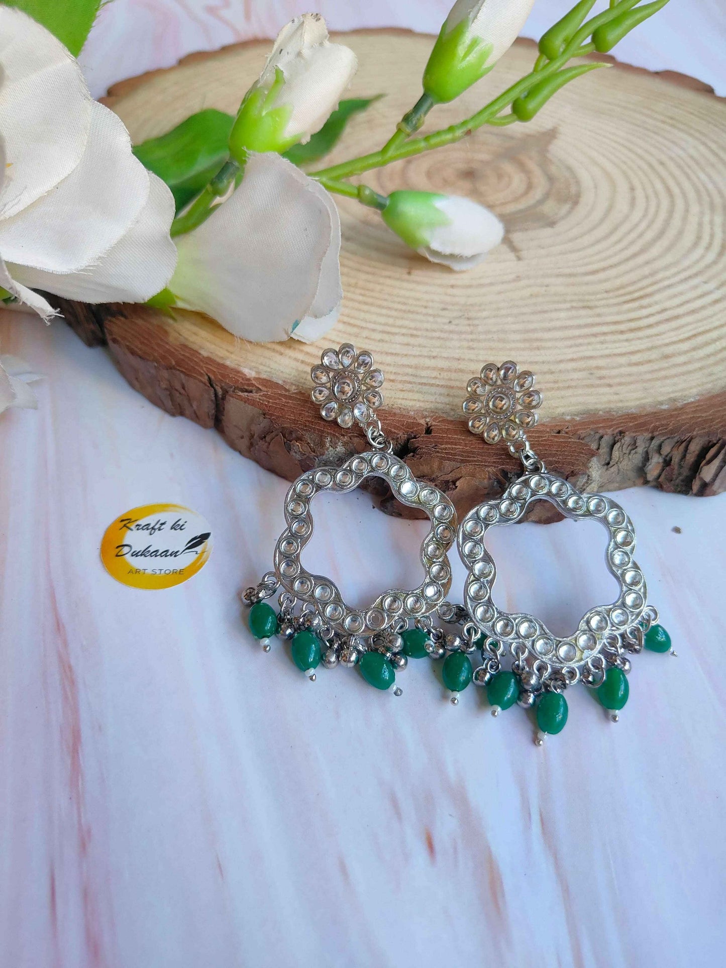 Silver Jhumka with Beads C9