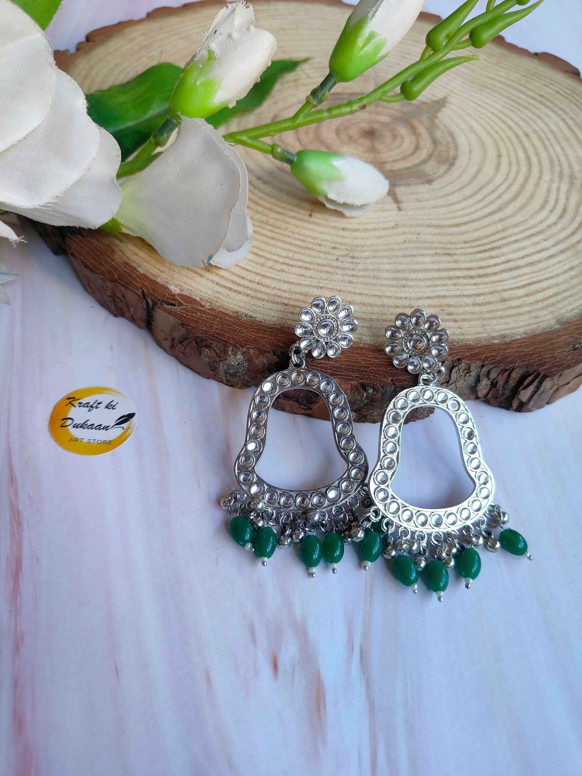 Silver Jhumka with Beads C2