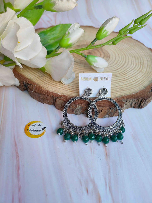 Silver Jhumka with Beads A33