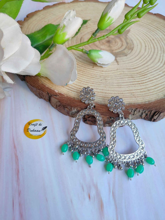 Silver Jhumka with Beads C3